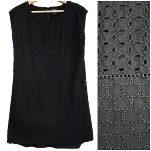 OLD NAVY 100% Cotton Medallion Eyelet Sleeveless Mini Summer Dress Black Sz XS
